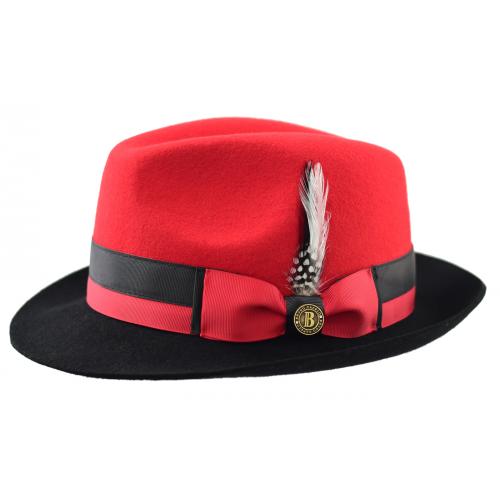 Bruno Capelo Red / Black Australian Wool Fedora Dress Hat CA-345
